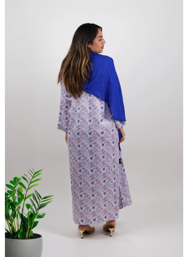 JAMEELA  Alya Azure Midnight Jalabiya With Royal Blue Headscarf for Women | Best Price UAE