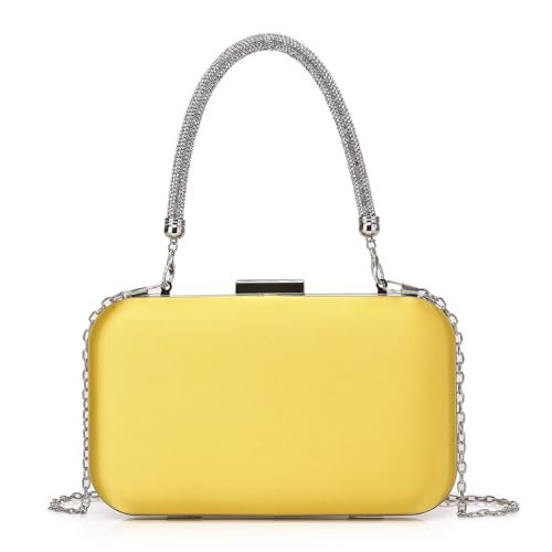 Buric Evening Small Clutch Bag Rhinestone Party Clutches Cocktail Wedding Purse for Women Elegant Formal Handbags With Chain Bride Prom Ladies Purses Yellow - Image 2