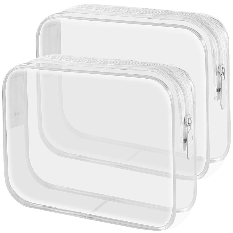 Lermende 2pcs Clear Toiletry Bag TSA Approved Travel BagCarry On for TravelAirport Airline Accessories Compliant BagQuart Sized Makeup Cosmetic bag Women Men Transparent 2 Pack