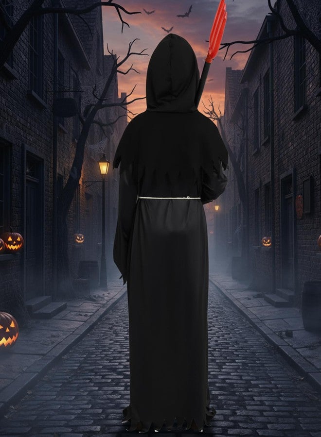 Valcatch Grim Reaper Costume Kids Boys Halloween Costumes Scary Ghost Costume with Black Cape,Scythe,Skull Mask & Gloves - Image 3