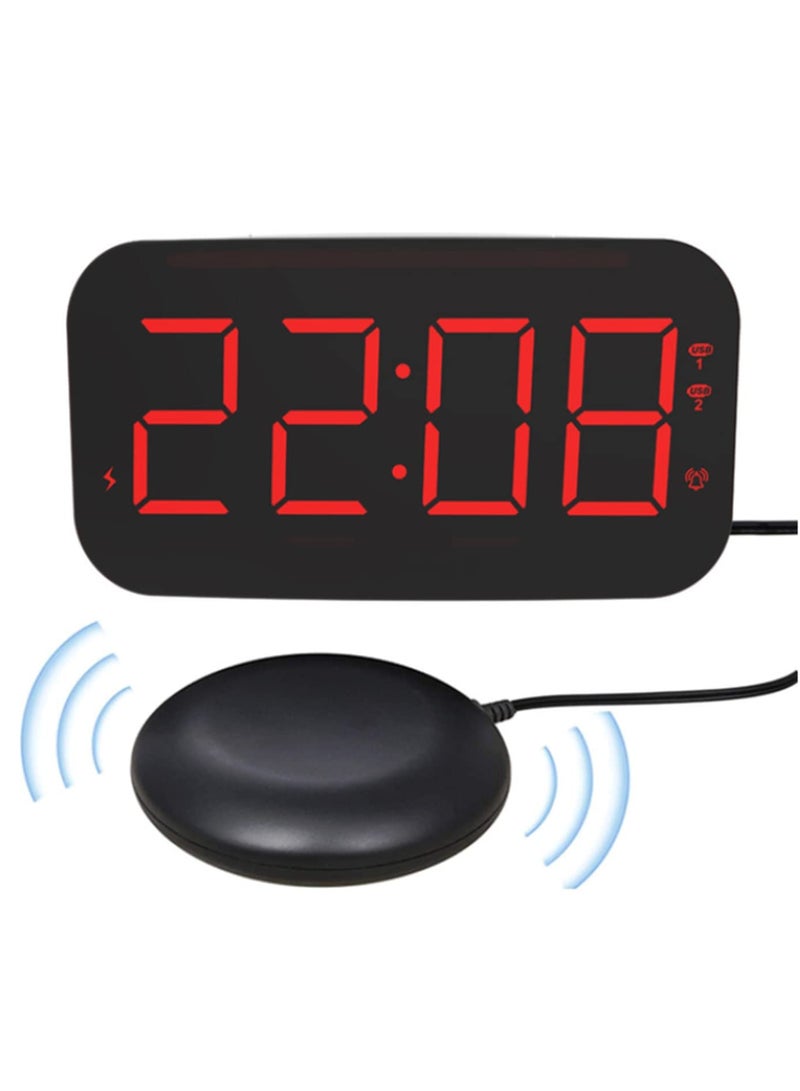 1PCS Loud Alarm Clock for Heavy Sleepers with Bed Shaker Vibrating Alarm Clock for Deaf & Hard of Hearing, Powerful 3-Level Alarm, Large Snooze Button, Night Light, Non-Disturbing Wake-Up  - Image 1