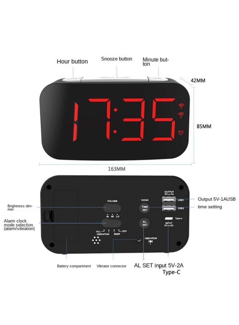 1PCS Loud Alarm Clock for Heavy Sleepers with Bed Shaker Vibrating Alarm Clock for Deaf & Hard of Hearing, Powerful 3-Level Alarm, Large Snooze Button, Night Light, Non-Disturbing Wake-Up  - Image 2