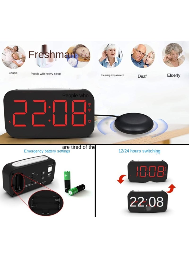 1PCS Loud Alarm Clock for Heavy Sleepers with Bed Shaker Vibrating Alarm Clock for Deaf & Hard of Hearing, Powerful 3-Level Alarm, Large Snooze Button, Night Light, Non-Disturbing Wake-Up  - Image 4