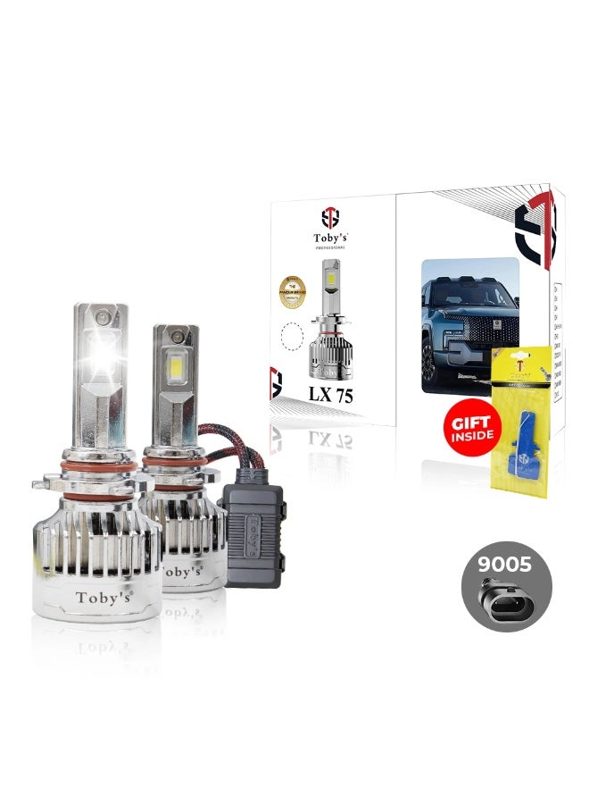 Toby's Tobys LX 75 2 Pieces Car LED Headlight Original 75W/piece Power 7500/piece Lumens With Color Temperature 6500K - 9005 - Image 1