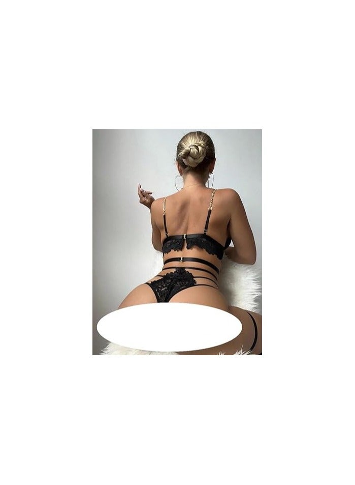 هنادى لانجيري حريمي دانتيل كوري × استك – موديل HN 7052 مقاس واحد يناسب حتى 75 كيلو - Image 3