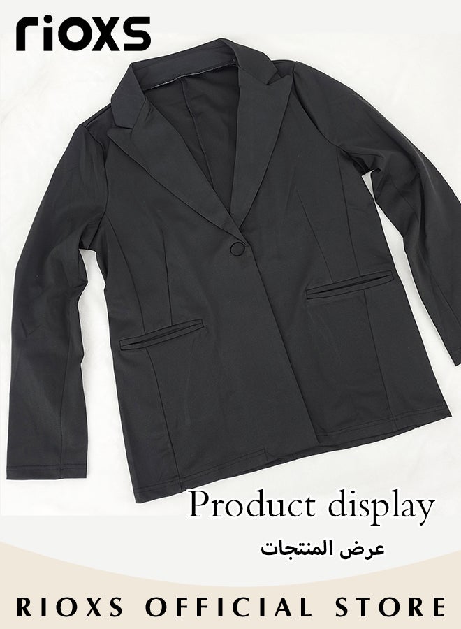 ​​Women's 2-Piece Formal Suit Set, Tailored Blazer and Knee-Length Shorts, Single-Button Design, Solid-Colored Business Outfit, Elegant and Stylish for All Occasions​