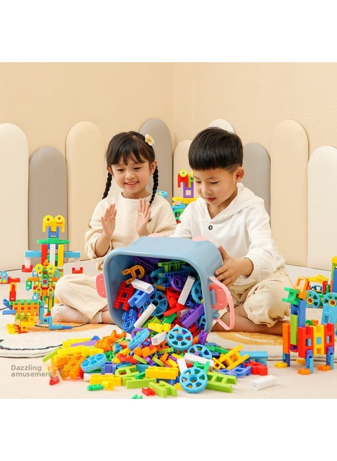 null - Assembling Building Blocks Kindergarten Children's Building Blocks. Early Education Puzzle Game Plastic Puzzle Blocks. Desktop Toys-Color:Medium Haole Building Blocks 648 Pieces + Extra Large Storage Box - Image 1