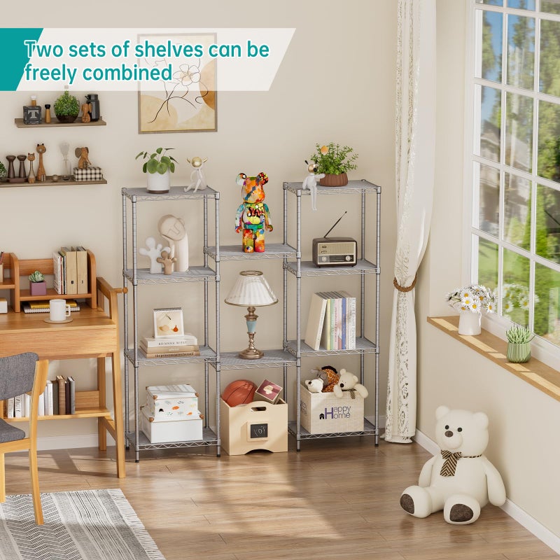 SINGAYE 5 Tier Shelf Wire Shelving Adjustable Storage Shelves Rack Standing Units for Kitchen Closet Laundry Bathroom Organizers Metal Pantry Narrow Mesh Gaps 10" D x 16" W x 55" H Gray - Image 4