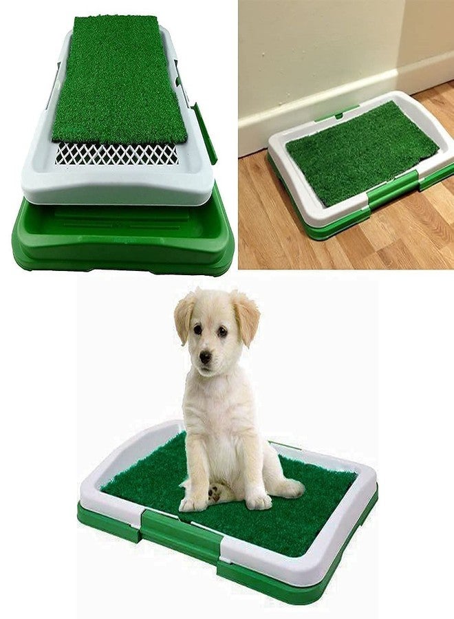VATTU Puppy Potty Training pad - Washable & Reusable Dog Potty Tray with Lawn Fake Grass for Home Balcony Outdoor Garden,Dog Pee Toilet Training pad (1pcs/Plastic) - Image 1