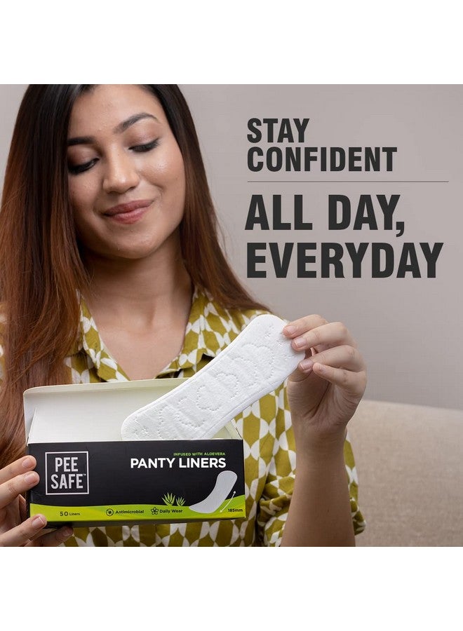 PEESAFE Pee Safe Panty Liners For Women Daily Use With Aloe Vera - 100 Liners | 185Mm Long (Large Size) | Curvy Design For Extra Comfort | Cottony-Soft Surface| Keeps You Dry & Fresh All Day Long - Image 2
