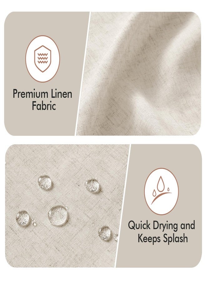 MIULEE Linen Scalloped Cream Shower Curtain with 12 Metal Hooks Boho Farmhouse Cute Heavy Duty Washable Waterproof Thick Cloth Shower Curtains with Black Border for Bathroom Hotel,W72*L72, Natural - Image 5