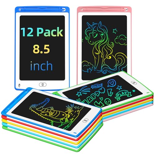 TQU Party Favor LCD Writing Tablet for Kids 85 Inch Colorful Doodle Board Drawing Tablet Educational Learning Toys Birthday Gifts for Boys Girls Age 3 4 5 6 7 8 12 Pack - Image 1
