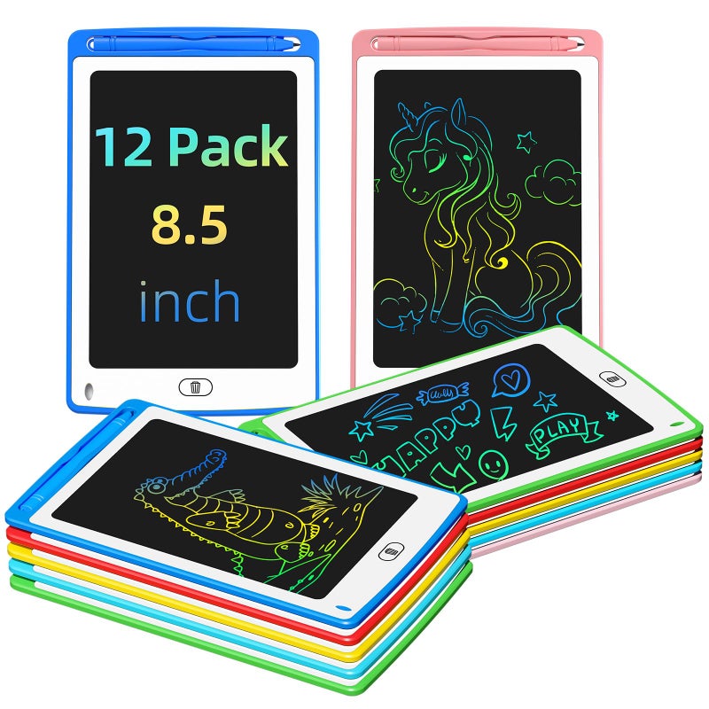 TQU Party Favor LCD Writing Tablet for Kids 85 Inch Colorful Doodle Board Drawing Tablet Educational Learning Toys Birthday Gifts for Boys Girls Age 3 4 5 6 7 8 12 Pack - Image 2