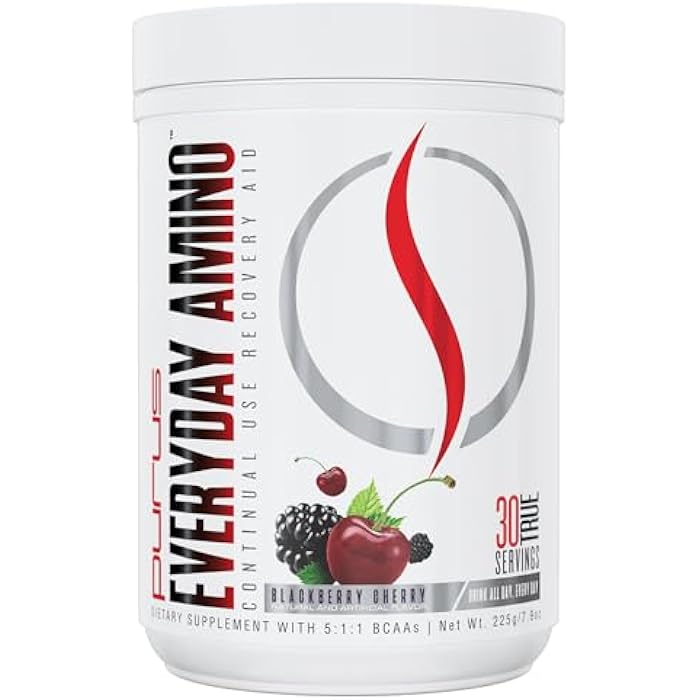 Purus Labs Everyday Amino BCAA Powder | Amino Acids for Muscle Hydration & Recovery | Sugar Free & Gluten Free | 30 Servings (BlackBerry Cherry) - Image 1