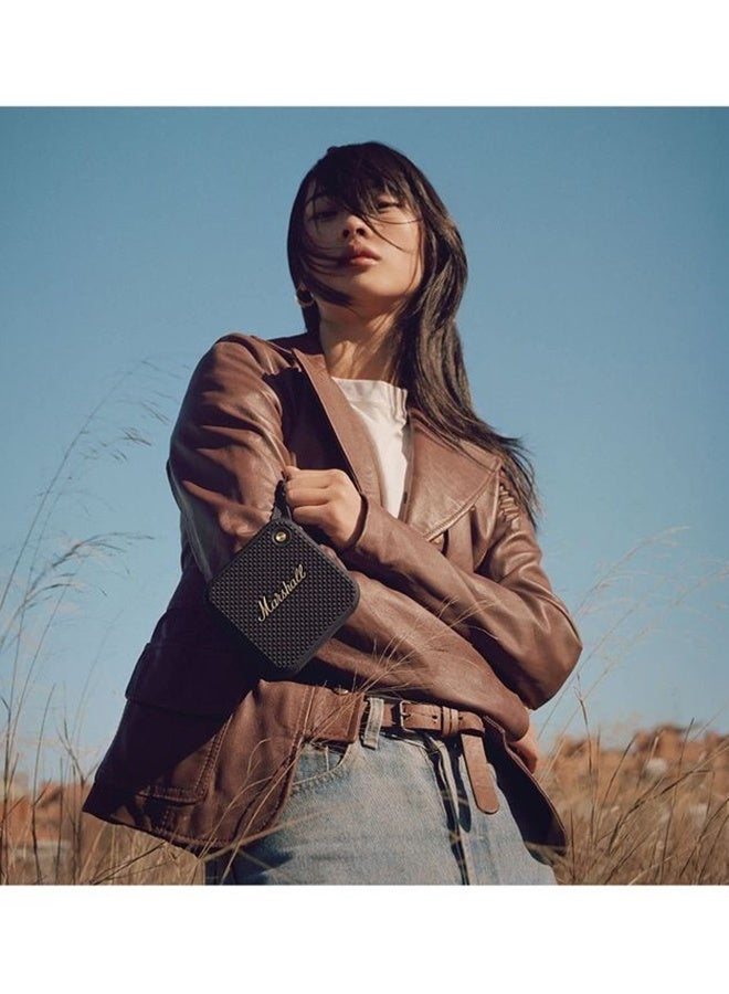 Marshall Willen Bluetooth Speaker, Wireless, 15+ Hours Playtime, Water-Resistent, Quick Charge, Stackable - Brass And Black - Image 5