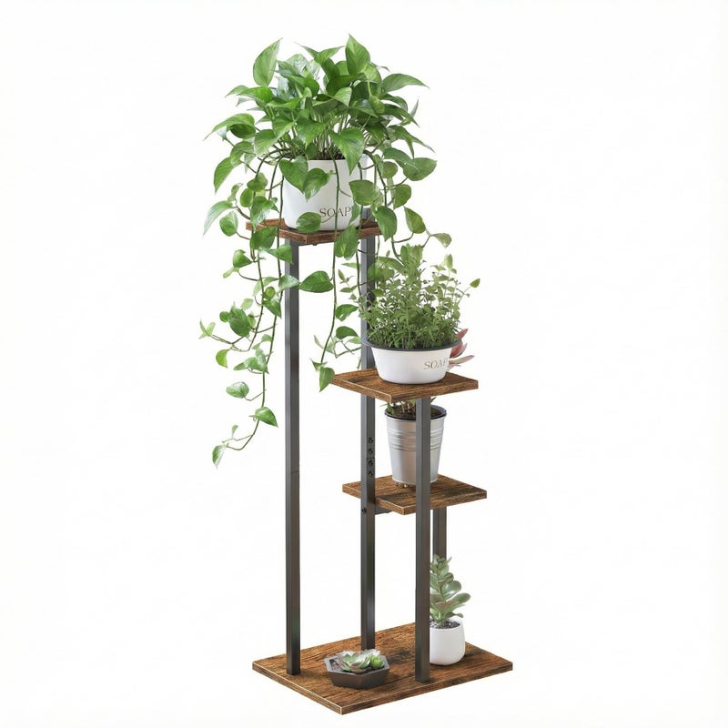 VonDream 4 Tier Plant Stand Indoor Tiered Plant Stands for Indoor Plants Multiple Corner Flower Stand for Living Room MultiLayer Vintage Design Plant Shelf