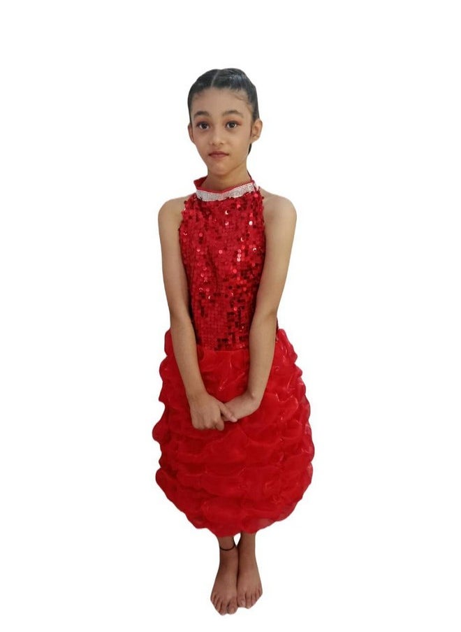 BookMyCostume BookMyCostume Red Balloon Frock Western Dance Costume Dress for Girls - Premium 5-6 Years  - Image 1