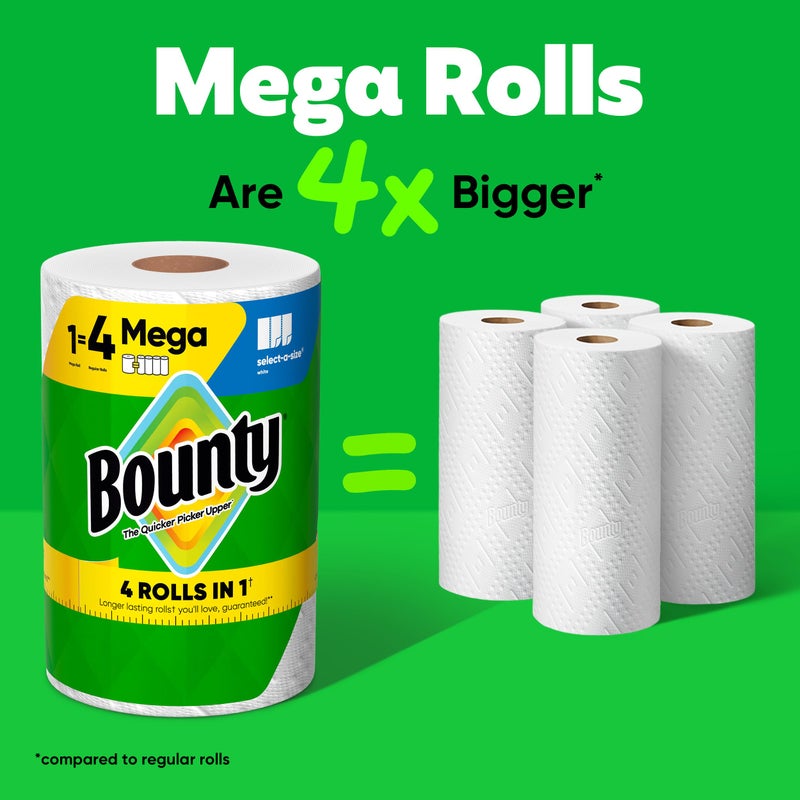Bounty Select-A-Size Paper Towels, White, 2 Mega Rolls = 8 Regular Rolls - Image 3