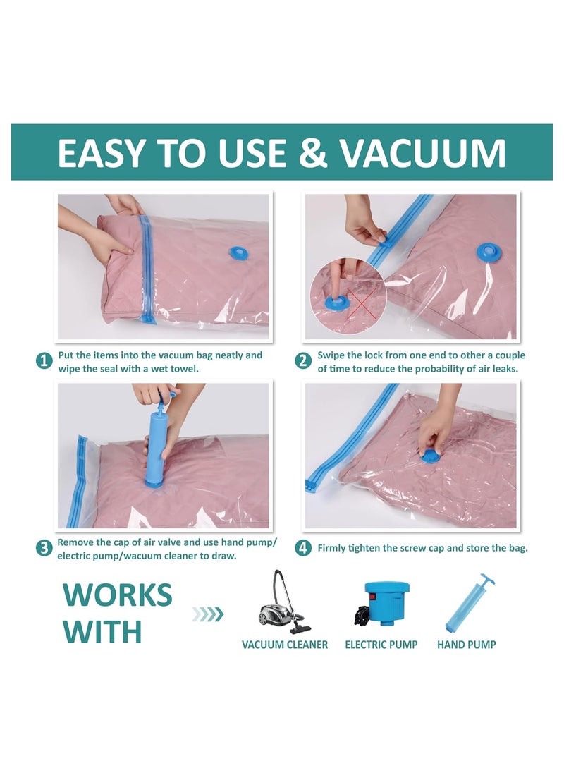 Swift 6 Pack Vacuum Storage Bags, Vacuum Bag with Pump, Space Saver Bag, Reusable Vacuum Compression Bags for Packing Clothes, Blankets, Duvet, Pillows, Travel  - Image 4