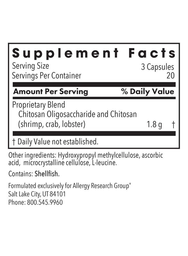 Allergy Research Group MicroChitosan Supplement - Chitosan, Chitosan Oligosaccharide, Cleansing Support Binder, Enhanced Detoxification, 1800mg Vegetarian Pills - 60 Count - Image 3