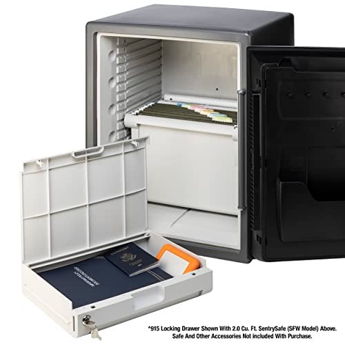 SentrySafe Plastic White Locking Drawer for SFW205 Fireproof and Waterproof Safes, Multi-Positional Shelf Accessory for Floor Safes, 915 - Image 3