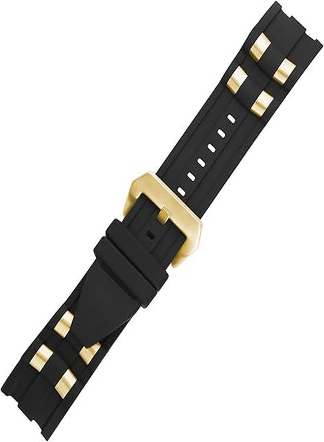 XIW Compatible for 26mm Invicta Pro diver Rubber Watch Band With Silver/Golden Insert Replacement for men Silicone Wirstband Strap women Bracelet (Black Band Golden Buckle) - Image 4