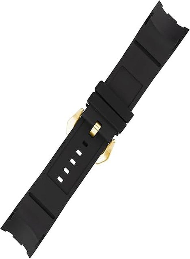 XIW Compatible for 26mm Invicta Pro diver Rubber Watch Band With Silver/Golden Insert Replacement for men Silicone Wirstband Strap women Bracelet (Black Band Golden Buckle) - Image 5