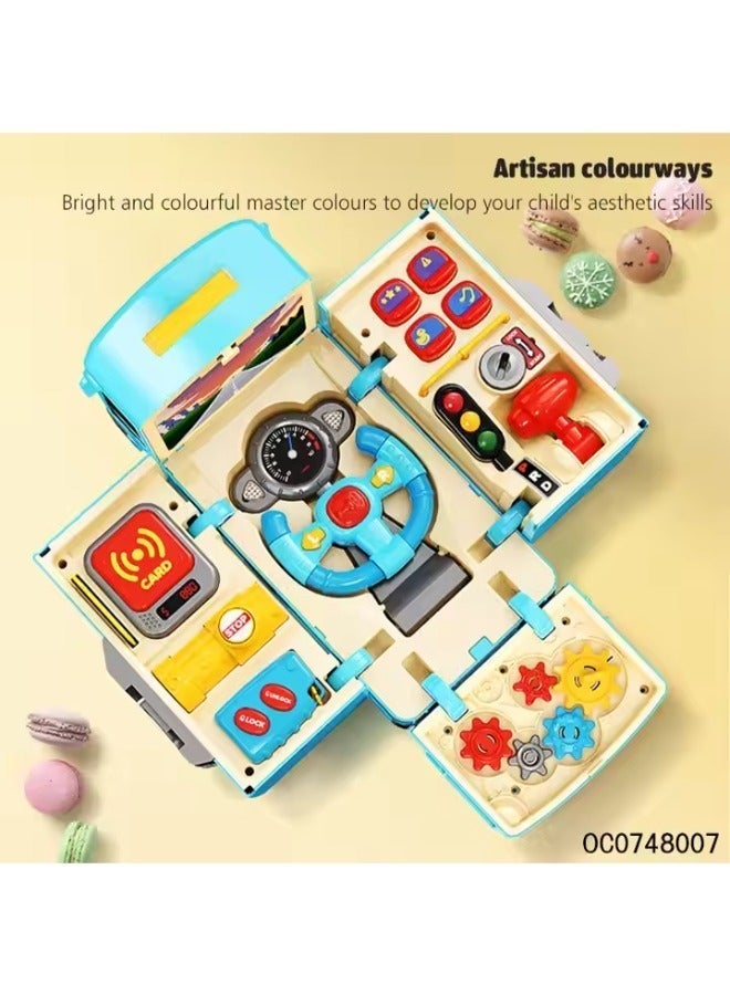 Montessori Bus Toy with Lights & Sound Educational Music Busy Box for Toddlers, Boys & Girls - Image 2