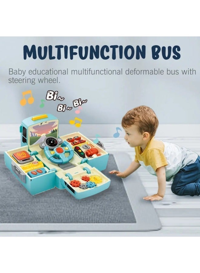 Montessori Bus Toy with Lights & Sound Educational Music Busy Box for Toddlers, Boys & Girls - Image 3