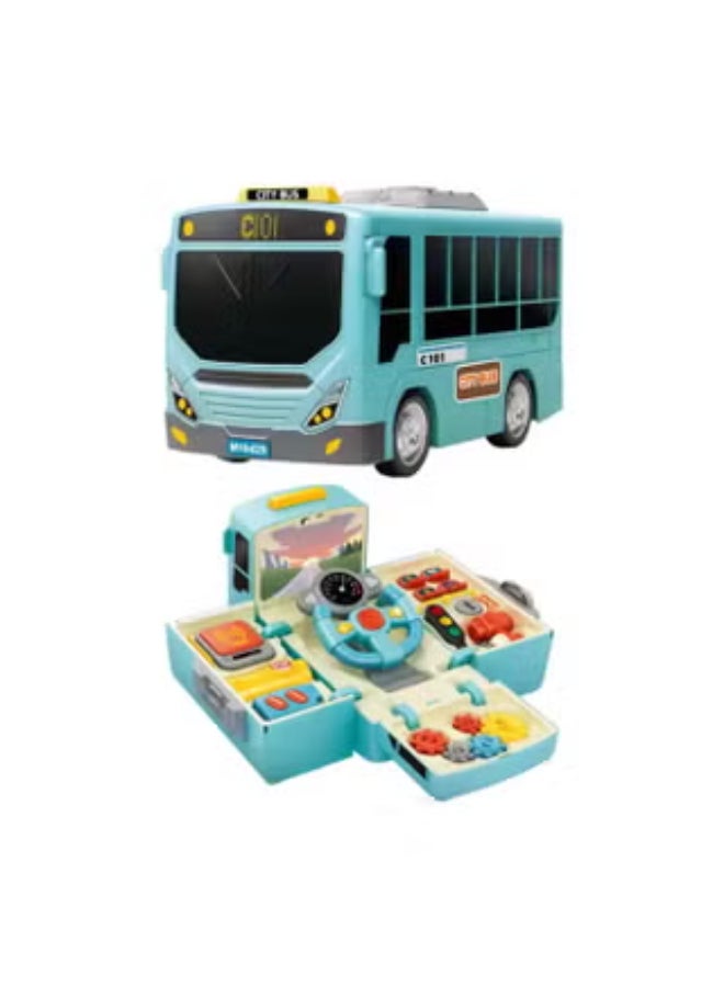 Montessori Bus Toy with Lights & Sound Educational Music Busy Box for Toddlers, Boys & Girls - Image 1