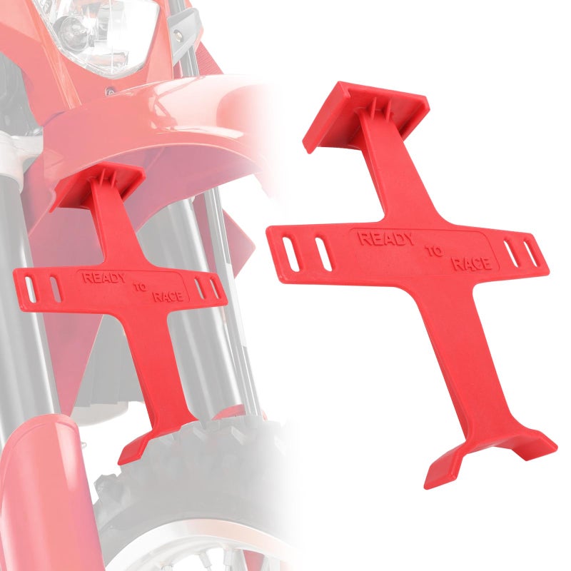 USTPO Universal Motorcycle Fork Guard Suspension Support Brace Transportation Tool Tie Down Seal Saver Protection Plastic for Dirt Bike Motocross Accessories Red