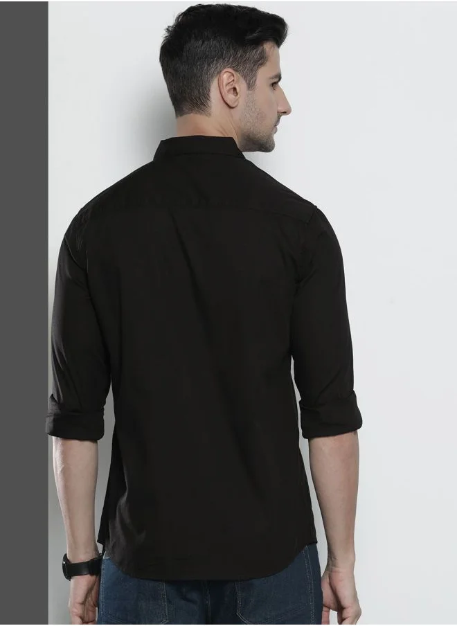 The Indian Garage Co Men Slim Fit Solid Full Sleeves Spread Collar Casual Shirt