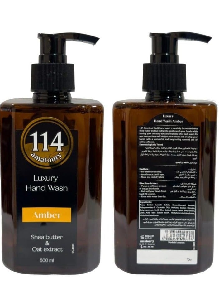 114 Amatoury Luxury Amber Hand Wash 500ml – Moisturizing & Aromatic Liquid Soap