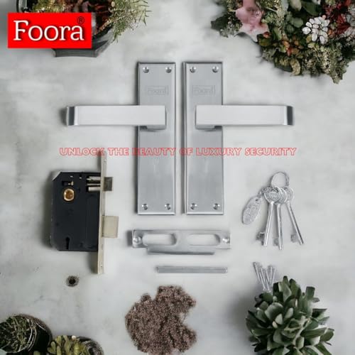 Foora Luxury Mortise Lock Set - 6 Lever Mechanism, High-Security, SS Matt Finish, Brass Latchbolt with Reversible Latch, Steel Handle, Suitable for Left & Right-Handed Doors, Includes 3 Keys (2402) - Image 3