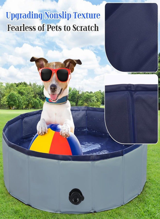 Eooqi Foldable Dog Pool, Portable Pet Bath Tub and Kiddie Swimming Pool, Collapsible Bathtub for Puppies, Small, Medium and Large Dogs, Cats and Kids, 32 x 8 in, Gray - Image 4