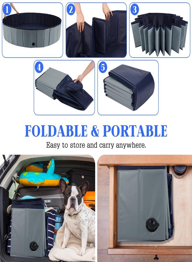 Eooqi Foldable Dog Pool, Portable Pet Bath Tub and Kiddie Swimming Pool, Collapsible Bathtub for Puppies, Small, Medium and Large Dogs, Cats and Kids, 32 x 8 in, Gray - Image 5