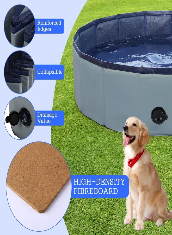 Eooqi Foldable Dog Pool, Portable Pet Bath Tub and Kiddie Swimming Pool, Collapsible Bathtub for Puppies, Small, Medium and Large Dogs, Cats and Kids, 32 x 8 in, Gray - Image 3