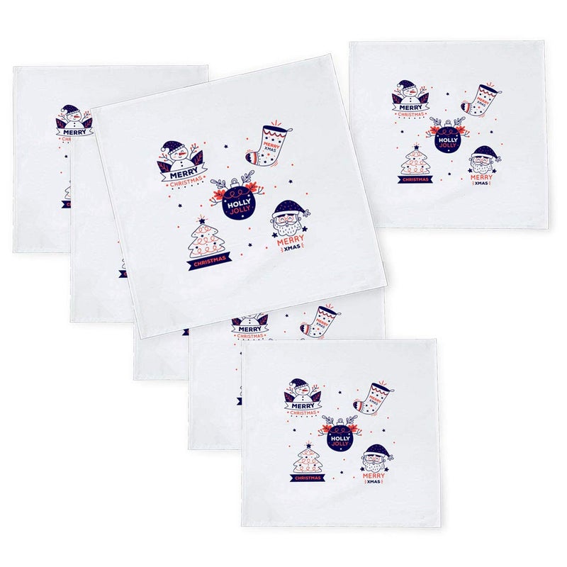 Khakee 6 Pcs Christmas Theme Tafta Silk Table Napkins 10x 10 for Xmas Decoration Christmas OrnamentsChristmas Gift npxmas34P - Image 1