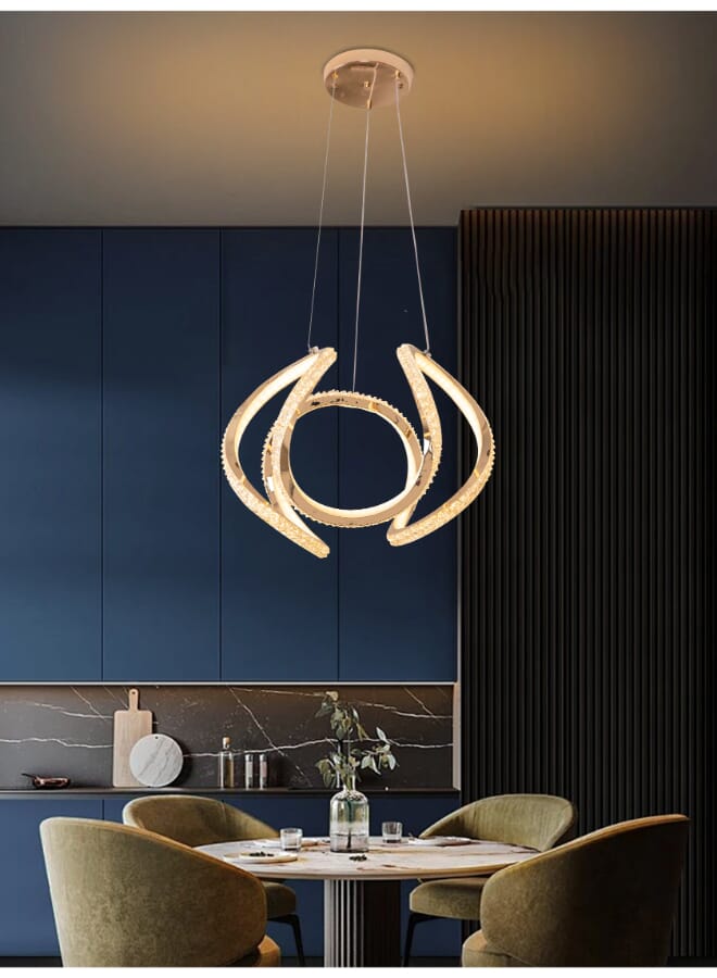 بيست باور ثريا LED أكريليك حديثة 6632، شكل لولبي، 3 مستويات إضاءة، 50 واط، ارتفاع قابل للتعديل 90 سم - إضاءة أنيقة لغرف المعيشة، غرف الطعام، وغرف النوم - Image 1