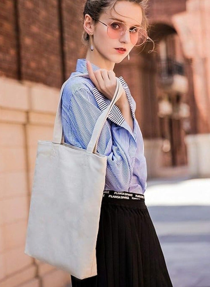 فيتاشيلي حقيبة حمل قطنية اقتصادية، حقائب قماشية خفيفة الوزن وقابلة لإعادة الاستخدام لتسوق البقالة، مناسبة للأعمال اليدوية والإعلان والترويج وحزمة هدايا مكونة من 20 قطعة - Image 3