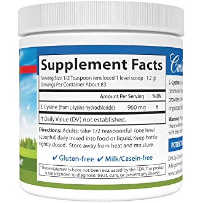 Carlson - L-Lysine Powder, Free-Form Amino Acid, 960 mg, Supports Healthy Tissue & Muscle Development, 3.53 oz (100 g) - Image 2