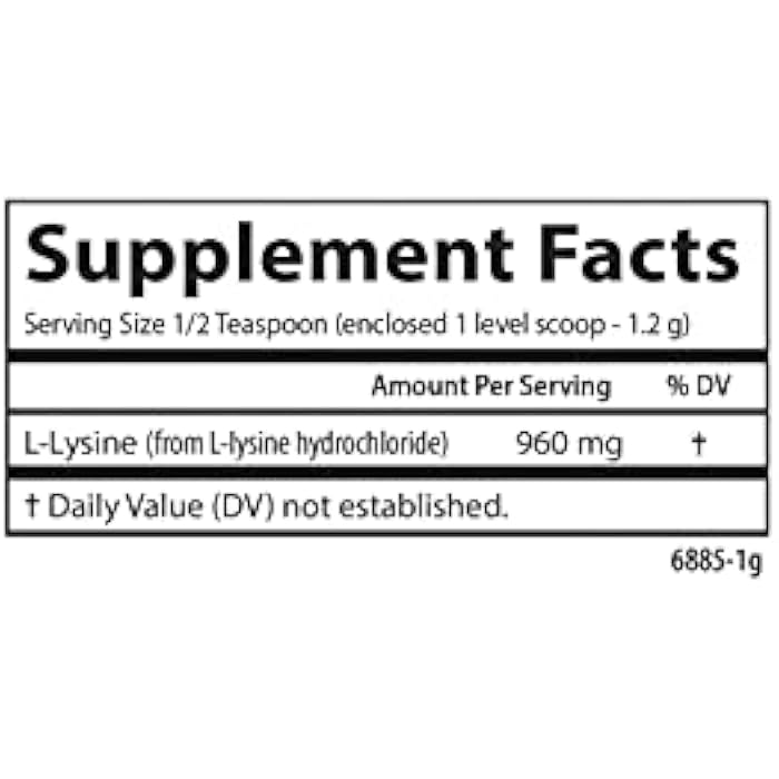 Carlson - L-Lysine Powder, Free-Form Amino Acid, 960 mg, Supports Healthy Tissue & Muscle Development, 3.53 oz (100 g) - Image 4