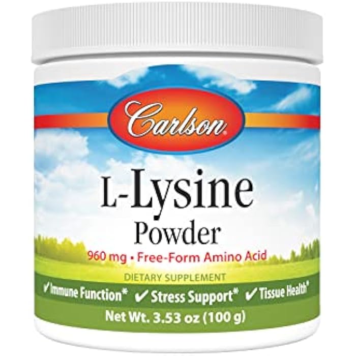 Carlson - L-Lysine Powder, Free-Form Amino Acid, 960 mg, Supports Healthy Tissue & Muscle Development, 3.53 oz (100 g) - Image 1