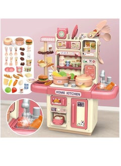 BAYBEE 40 Pcs Kitchen Pretend Play Set, Role Play Kitchen Toys, Cookware Indoor, Including Cookware Set, Kitchen Set with Light, Steam Sink and Kitchen Accessories, Water Circulating Set Toy for Boys / Girls  - Image 2