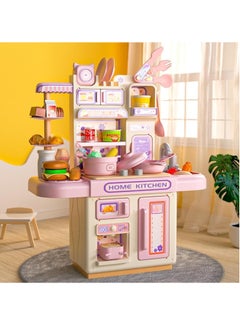 BAYBEE 40 Pcs Kitchen Pretend Play Set, Role Play Kitchen Toys, Cookware Indoor, Including Cookware Set, Kitchen Set with Light, Steam Sink and Kitchen Accessories, Water Circulating Set Toy for Boys / Girls  - Image 5