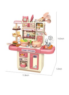 BAYBEE 40 Pcs Kitchen Pretend Play Set, Role Play Kitchen Toys, Cookware Indoor, Including Cookware Set, Kitchen Set with Light, Steam Sink and Kitchen Accessories, Water Circulating Set Toy for Boys / Girls  - Image 3