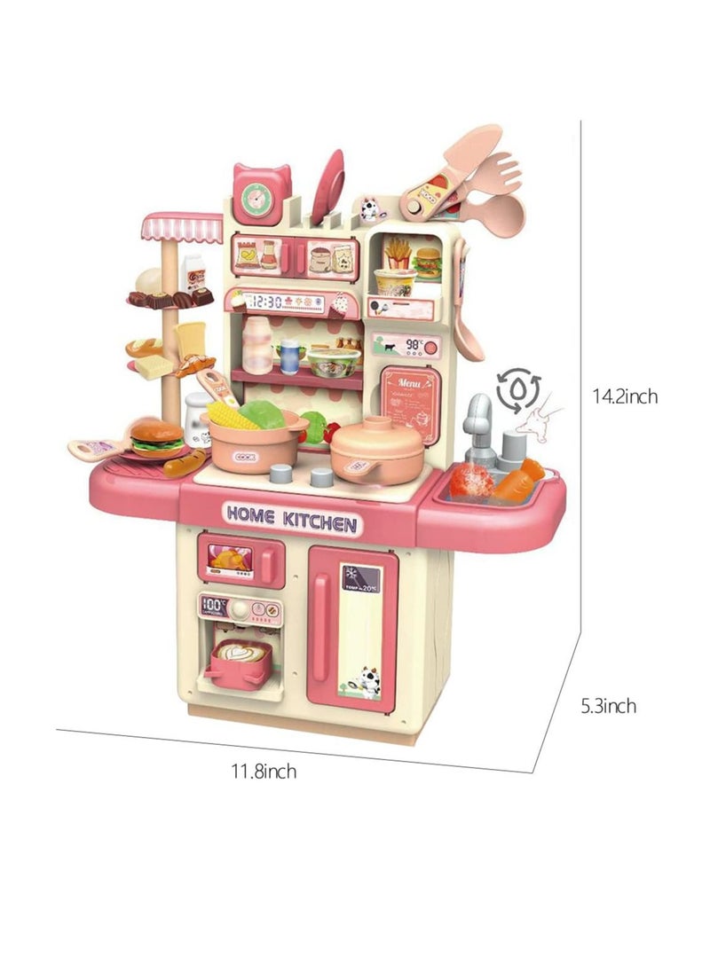 BAYBEE 40 Pcs Kitchen Pretend Play Set, Role Play Kitchen Toys, Cookware Indoor, Including Cookware Set, Kitchen Set with Light, Steam Sink and Kitchen Accessories, Water Circulating Set Toy for Boys / Girls  - Image 3