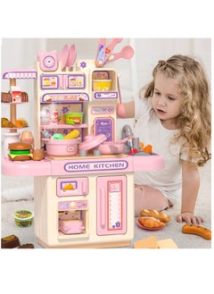 BAYBEE 40 Pcs Kitchen Pretend Play Set, Role Play Kitchen Toys, Cookware Indoor, Including Cookware Set, Kitchen Set with Light, Steam Sink and Kitchen Accessories, Water Circulating Set Toy for Boys / Girls  - Image 1