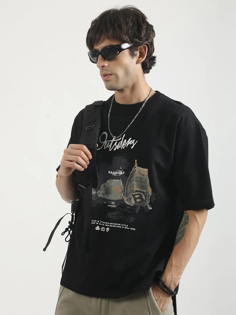 مانياك Maniac Mens Floral Line Art Green Embroidery Half Slevee Linen Shirt