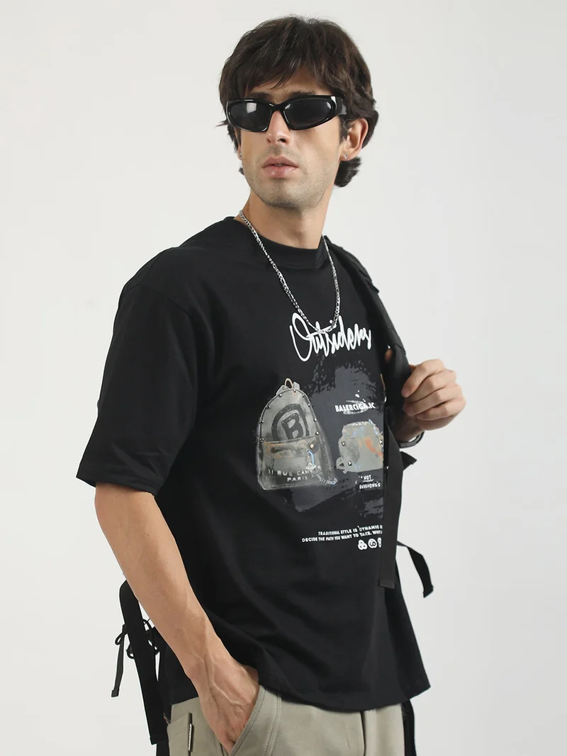 مانياك Maniac Mens Floral Line Art Green Embroidery Half Slevee Linen Shirt